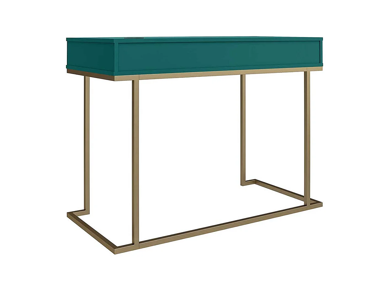 Moderner Schreibtisch in Petrol und Goldfarben zwei Schubladen
