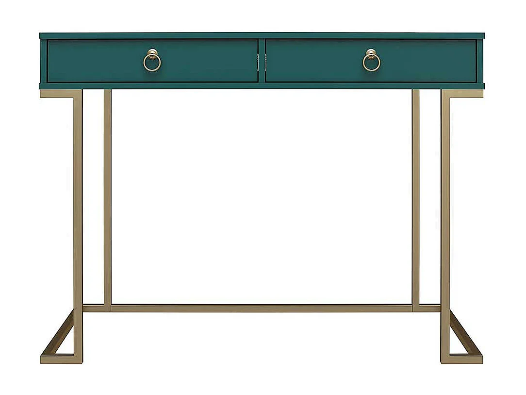 Moderner Schreibtisch in Petrol und Goldfarben zwei Schubladen
