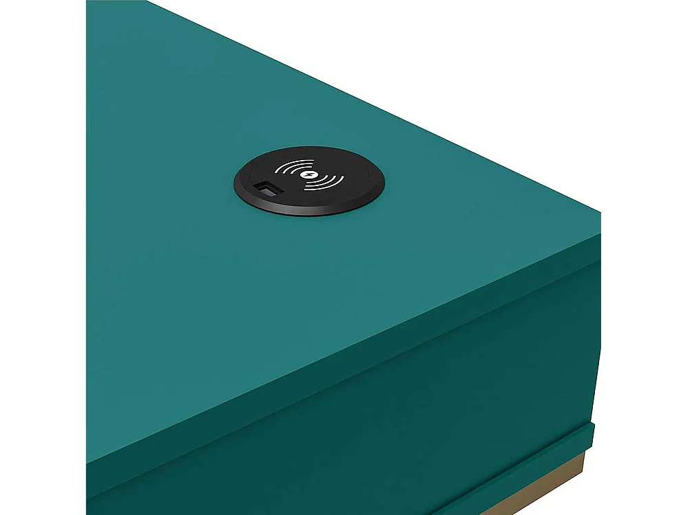 Moderner Schreibtisch in Petrol und Goldfarben zwei Schubladen