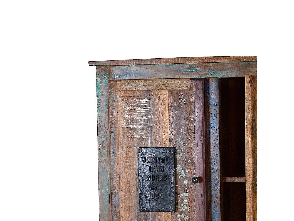 Shabby Chic Hochschrank in Braun Bunt Recyclingholz