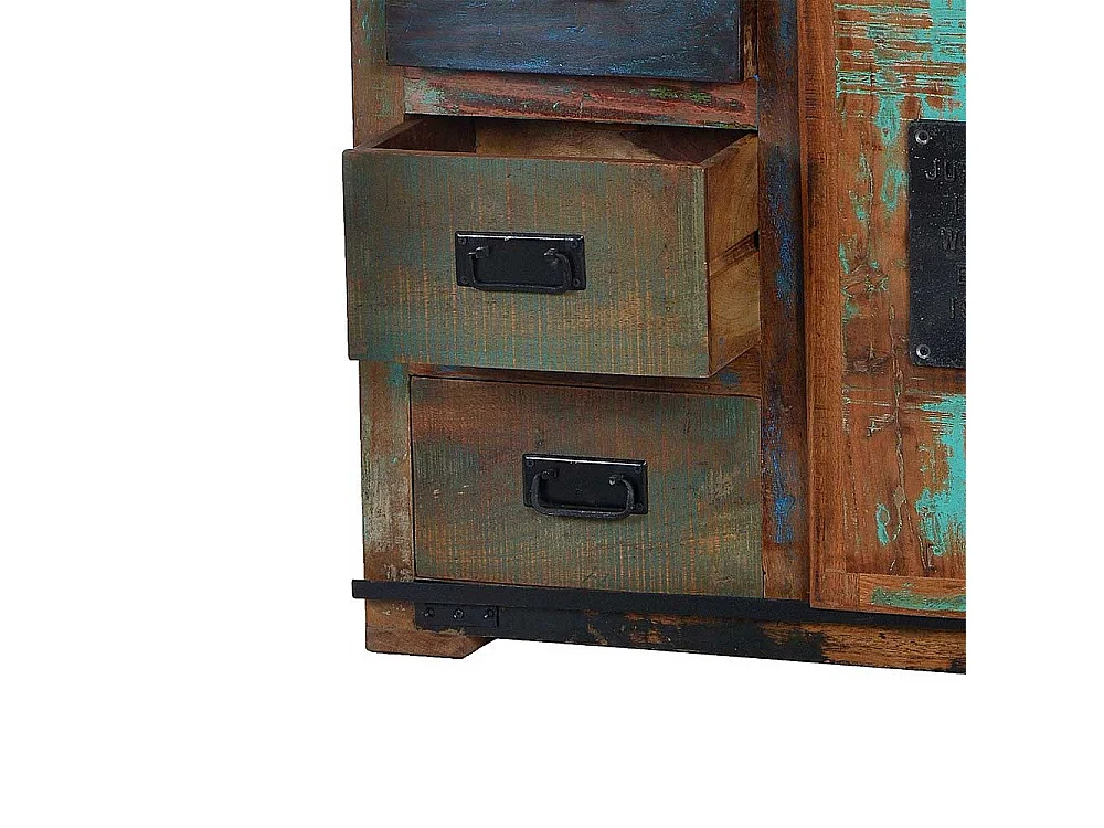 Shabby Chic Hochschrank in Braun Bunt Recyclingholz