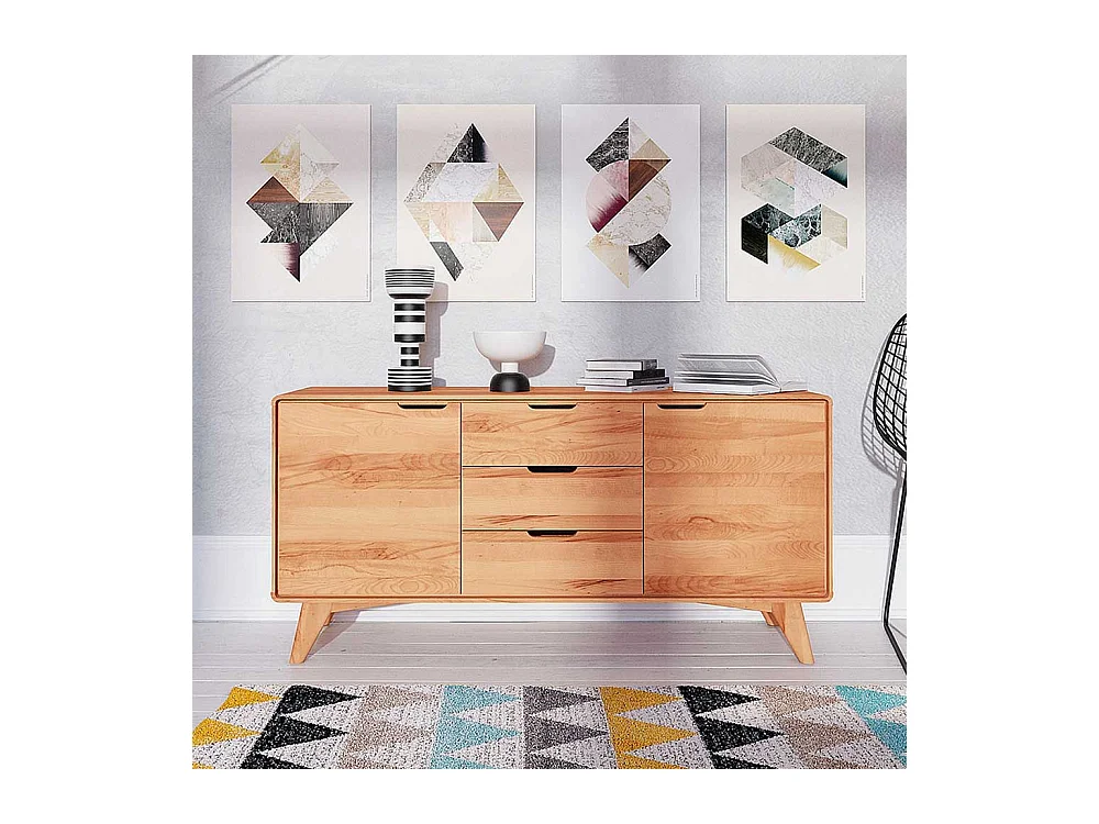 Massivholz Sideboard aus Kernbuche geölt Grifflöchern