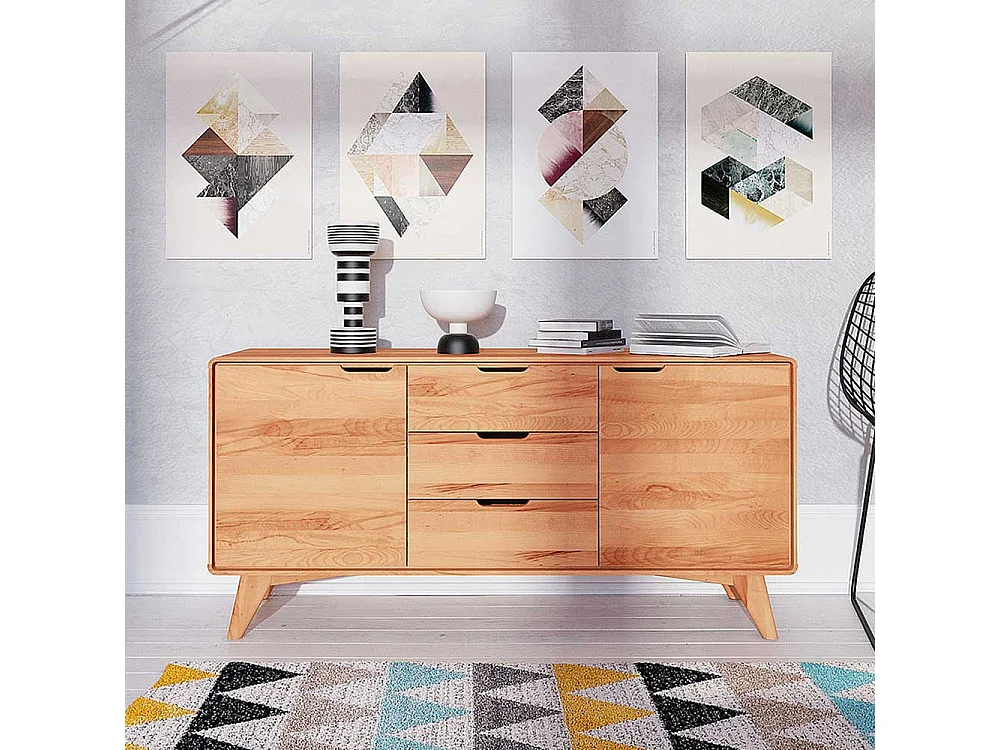 Massivholz Sideboard aus Kernbuche geölt Grifflöchern