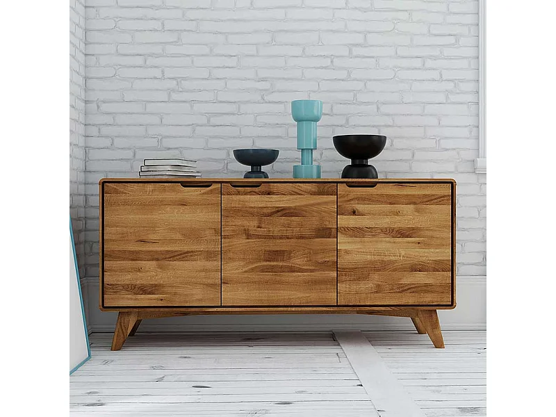 Türen Sideboard aus Wildeiche Massivholz Grifflöchern