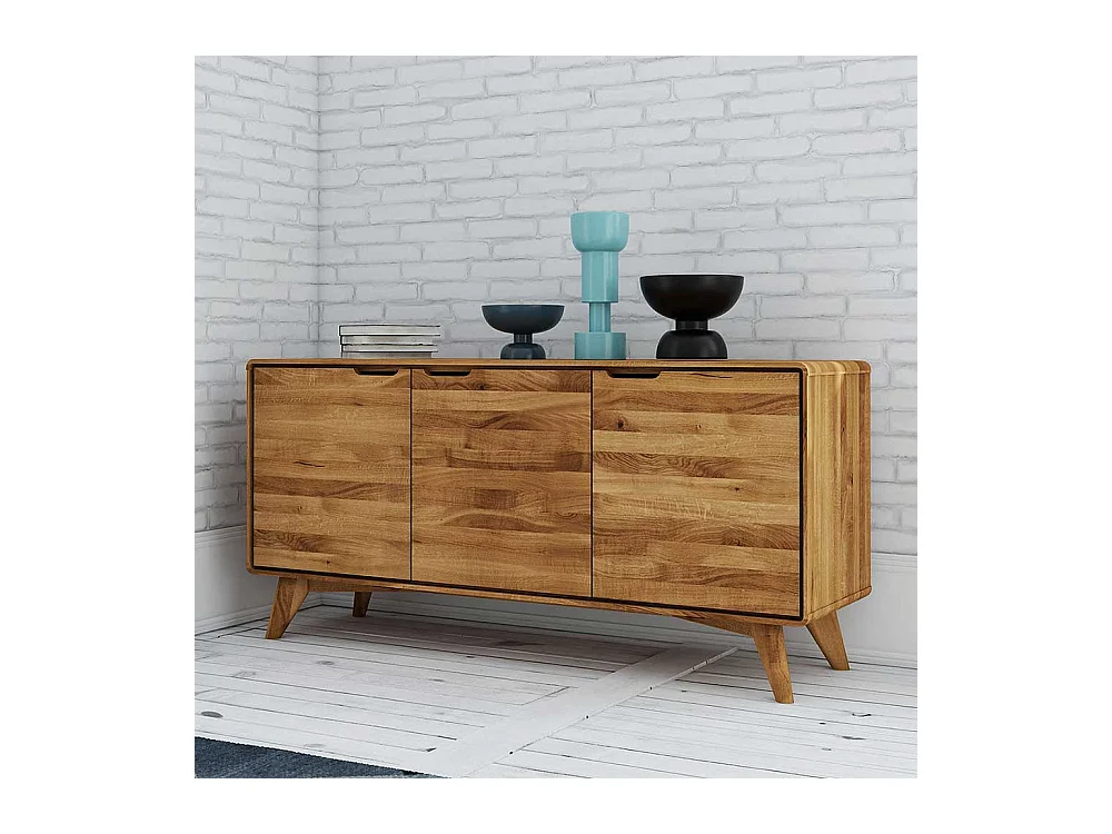 Türen Sideboard aus Wildeiche Massivholz Grifflöchern
