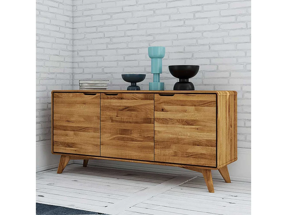 Türen Sideboard aus Wildeiche Massivholz Grifflöchern