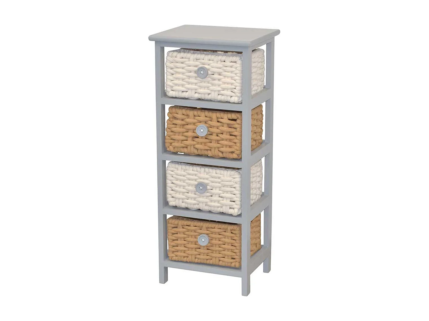 Holzregal mit Körben in Grau Braun Cremefarben 73 cm hoch