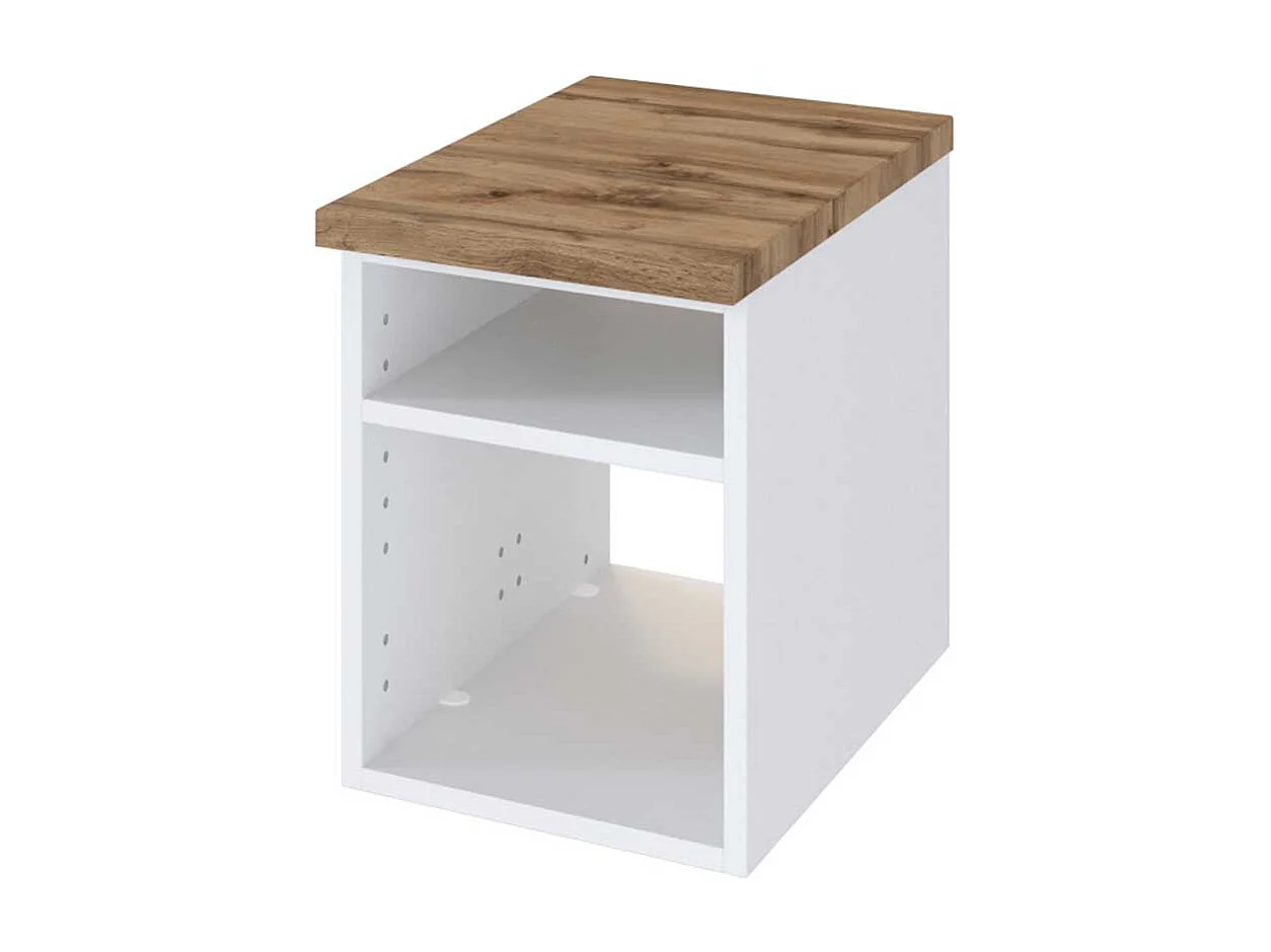 Hängendes Regal für Bad Weiß und Wildeichefarben