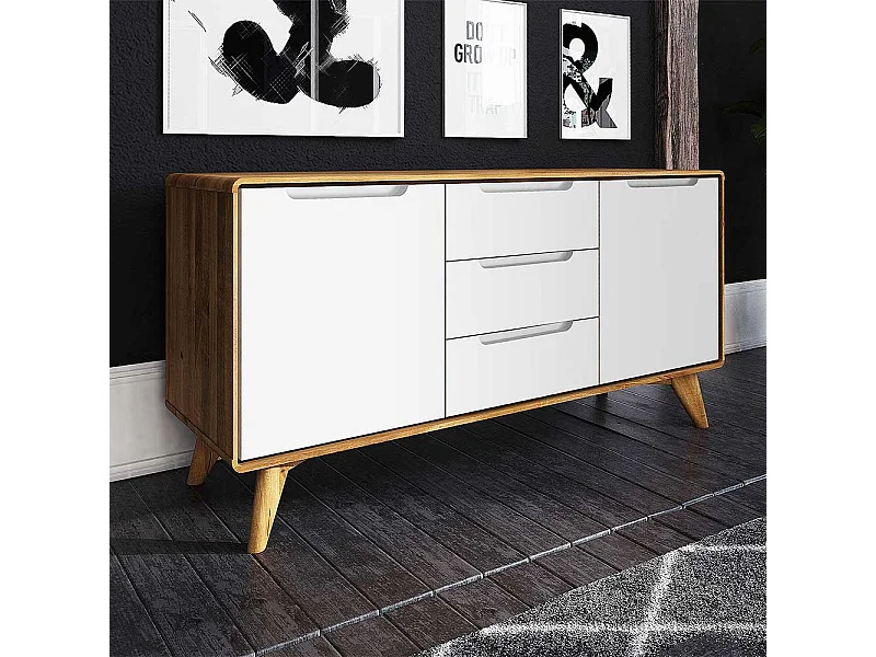 Wohnzimmer Sideboard in Weiß und Wildeiche modern