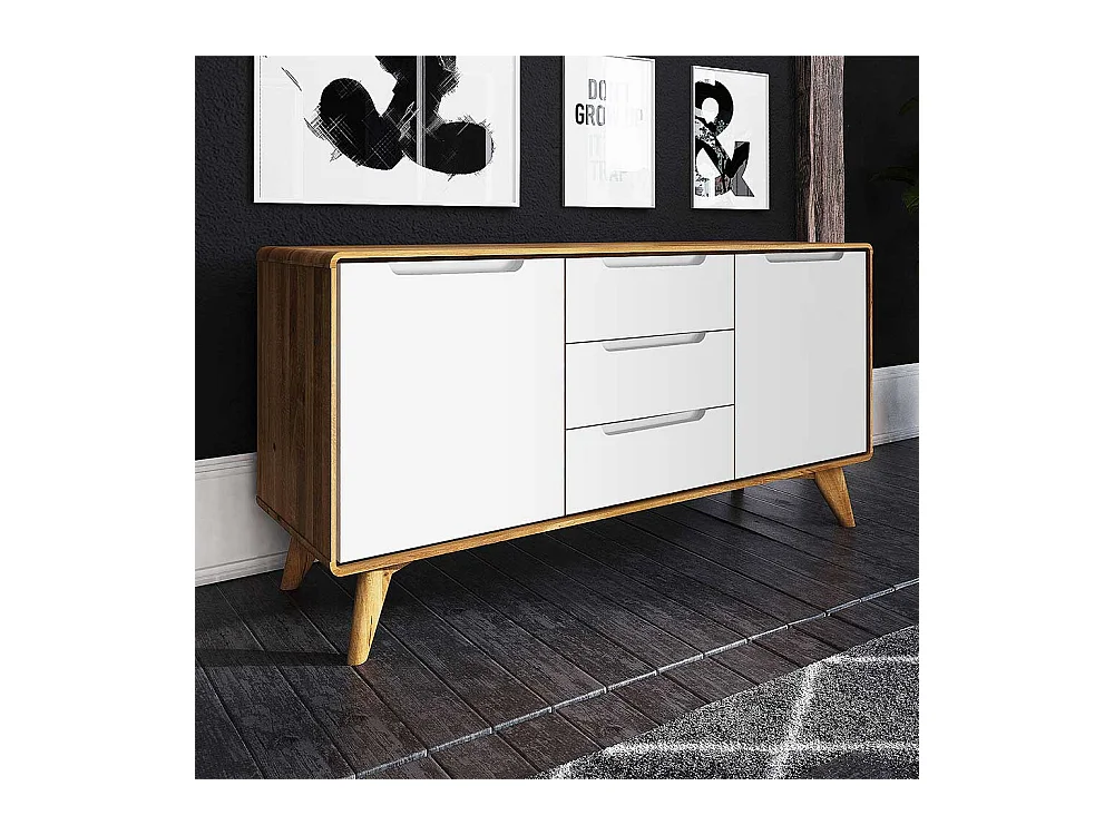 Wohnzimmer Sideboard in Weiß und Wildeiche modern