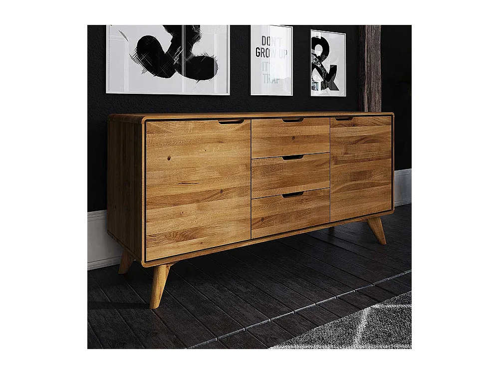 Holz Sideboard aus Wildeiche Massivholz 2 t�rig
