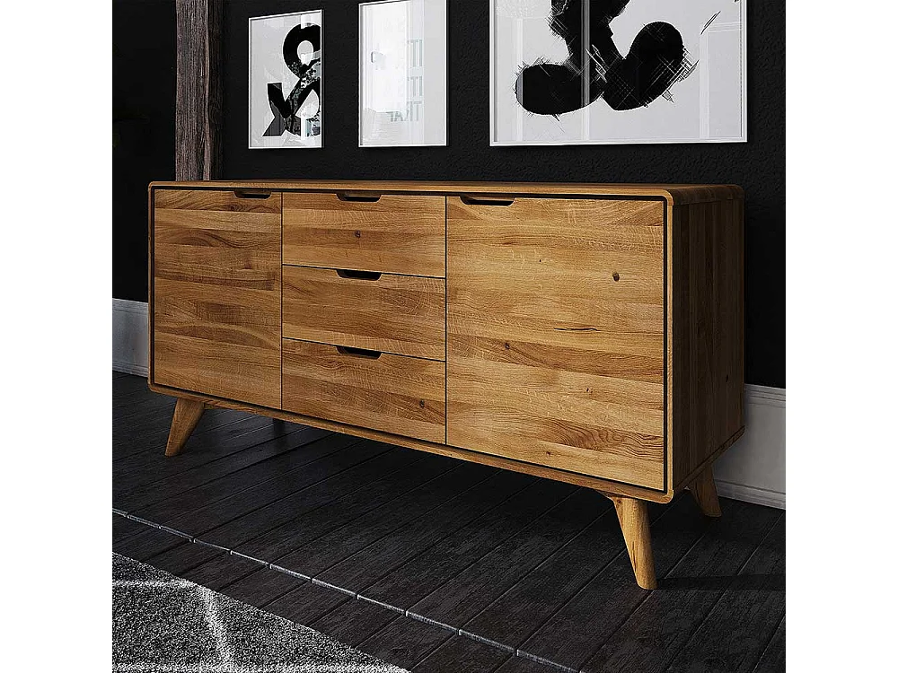 Holz Sideboard aus Wildeiche Massivholz 2 türig