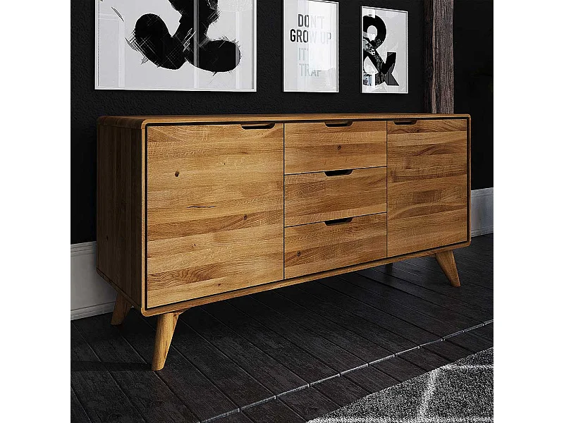 Holz Sideboard aus Wildeiche Massivholz 2 türig