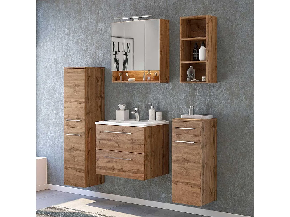 Badezimmer Regal in Wildeichefarben 30 cm breit