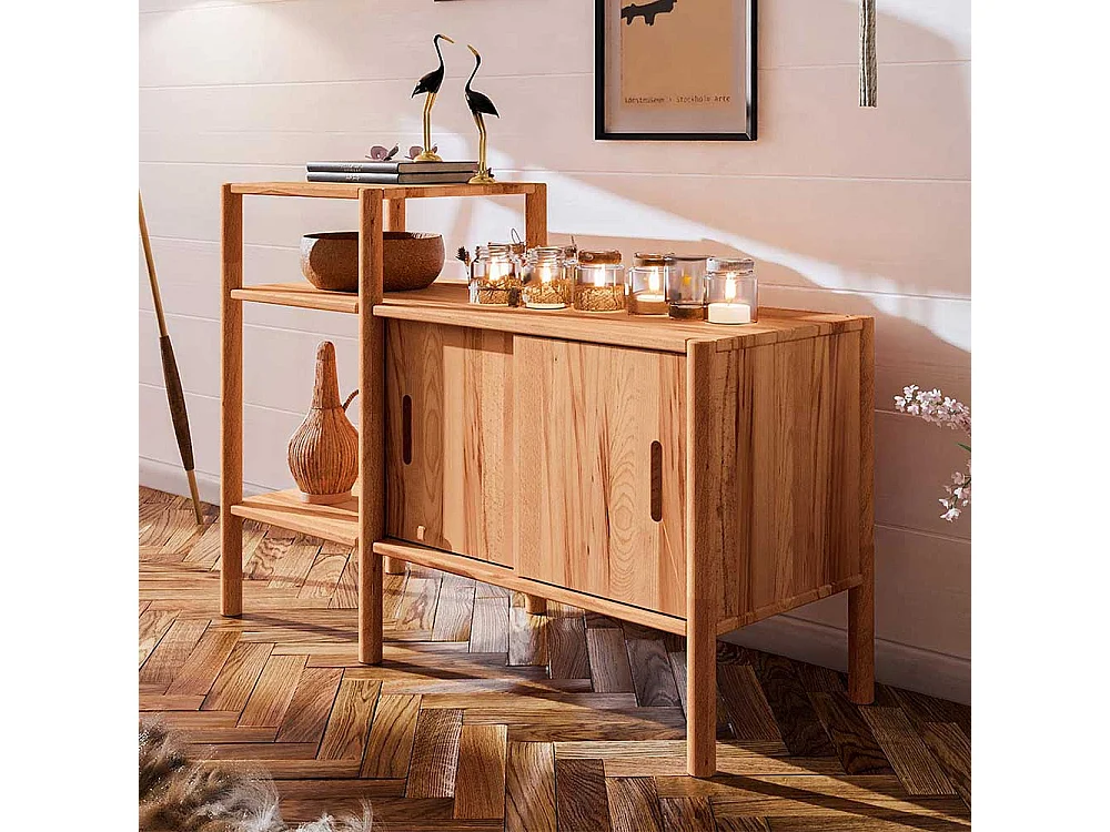 Holzregal Wildbuche geölt 2 türig zwei offenen Fächern
