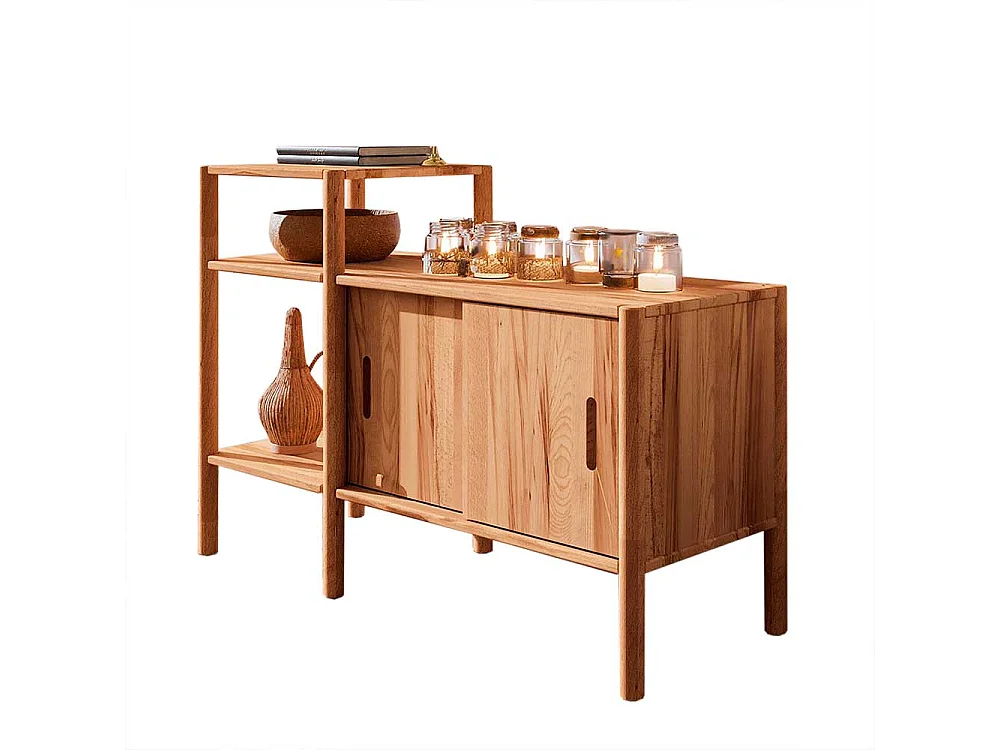 Holzregal Wildbuche geölt 2 türig zwei offenen Fächern