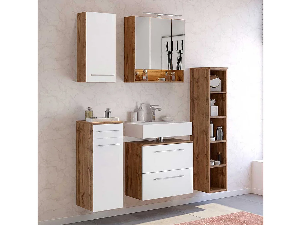 Badezimmer Hängeregal in Wildeichefarben 25 cm breit