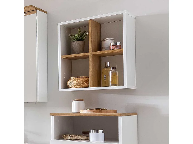 Bad Wandregal in Weiß und Eiche Made in Germany