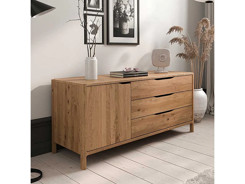 Sideboard Lowboard aus Wildeiche Massivholz mit drei Schubladen