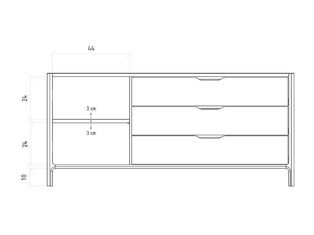 Sideboard Lowboard aus Wildeiche Massivholz mit drei Schubladen