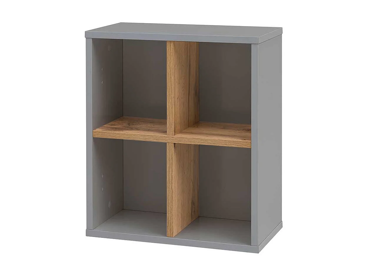 Bad Wandregal in Platingrau und Eichefarben 4 Fächer