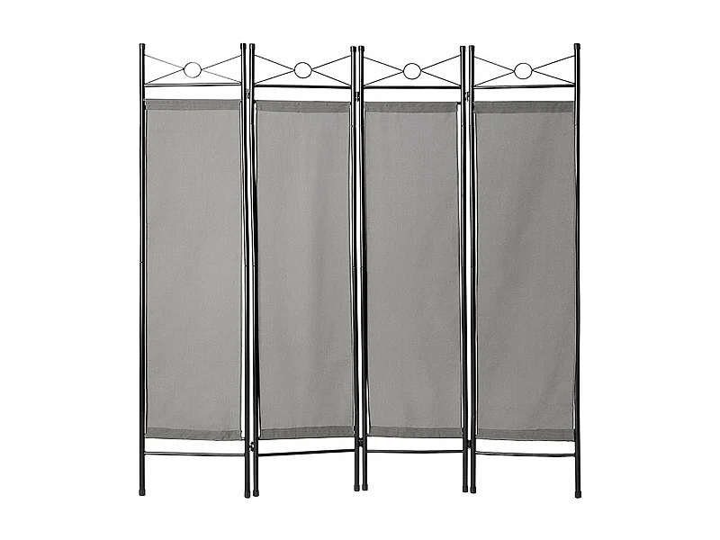 Paravento divisorio in tela 4 pannelli 180 x 160 cm decoro grigio 08_0000318