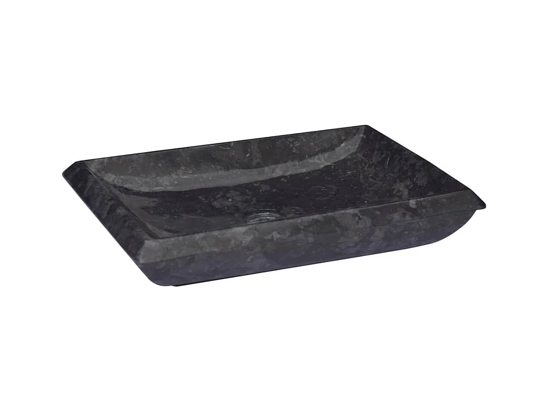 Lavabo sobre encimera, lavabo para baño, lavabo para baño, lavabo para baño, interior de casa, 50 x 35 cm, mármol negro 02_0002807