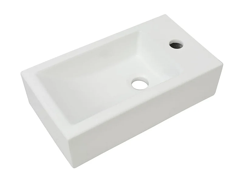 Lavabo para baño + orificio para grifo 46 x 25,5 cm cerámica blanca 02_0002530