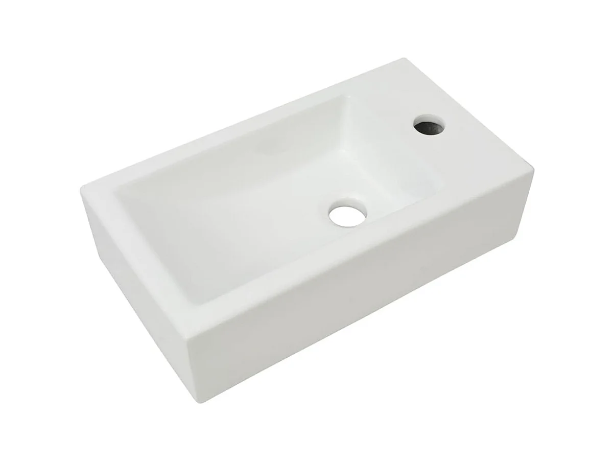 Lavabo bagno lavabo + foro rubinetto 46 x 25,5 cm ceramica bianca 02_0002530