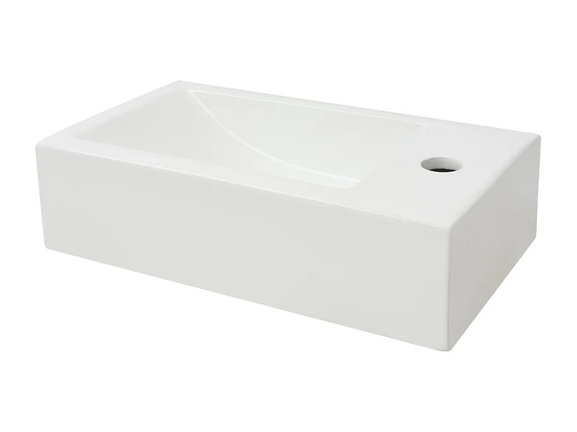 Pia de banheiro + furo para torneira 46 x 25,5 cm cerâmica branca 02_0002530