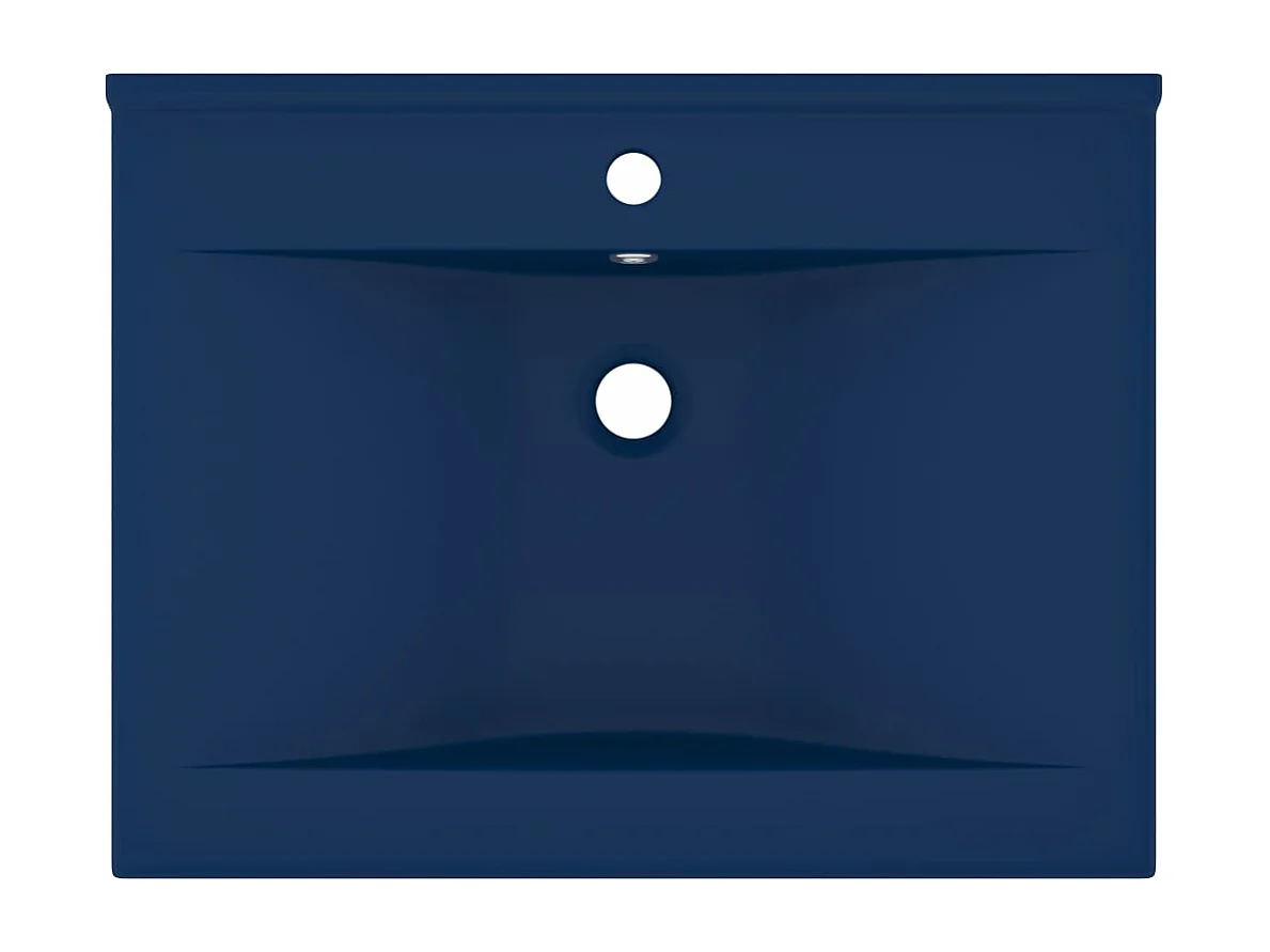Lavabo con foro per rubinetto lavabo da appoggio wc lavabo bagno cucina interno casa 60 x 46 cm ceramica blu scuro opaco 02_0002765