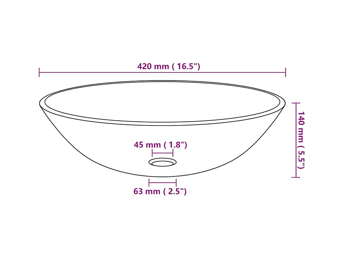 Lavabo de baño de 42 cm de diámetro con grifo y pulsador de desagüe de cristal templado 02_0002864