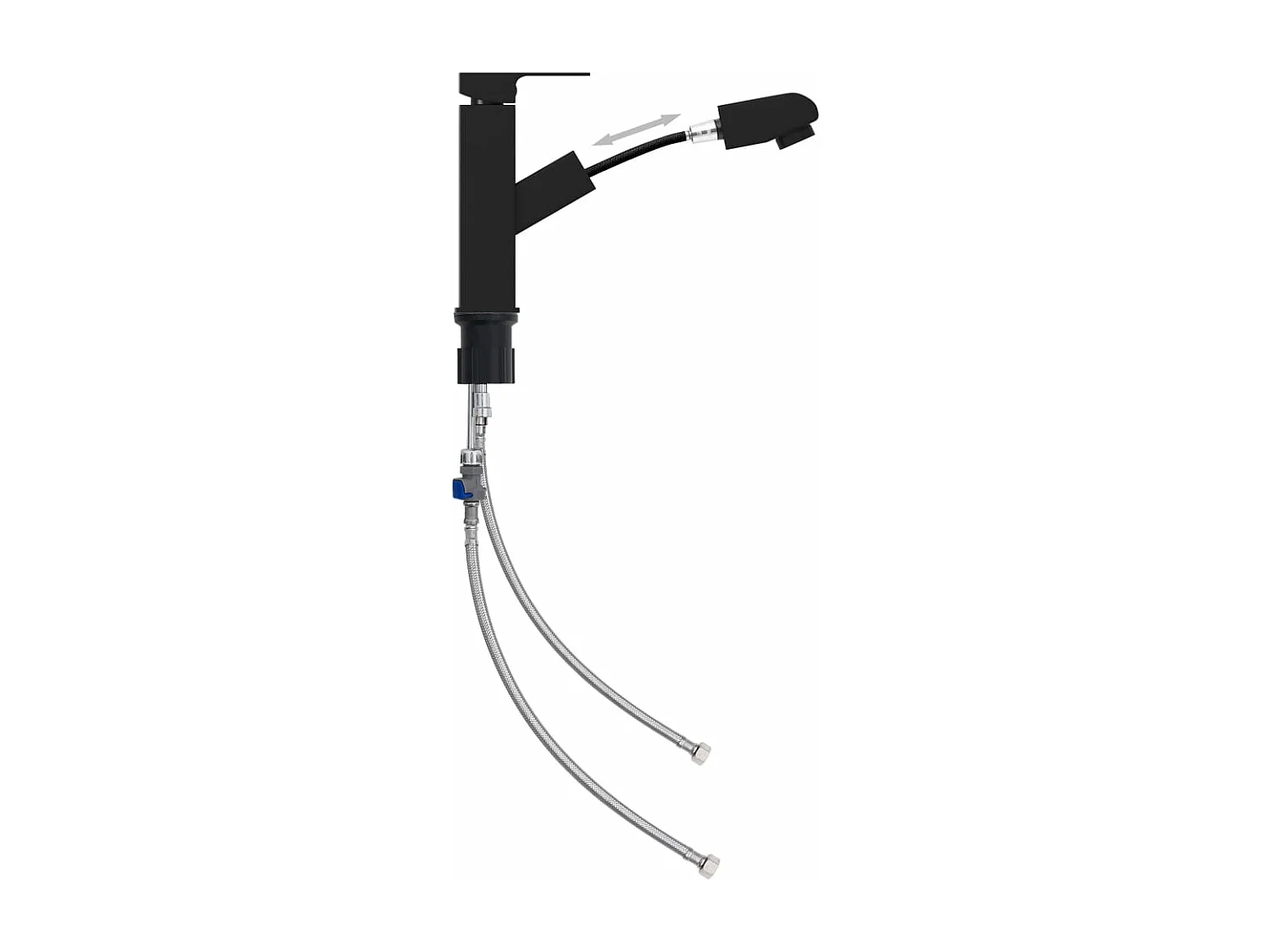 Grifo extraíble para lavabo de baño mezclador de lavabo acabado interior 157 x 172 mm negro 02_0003528