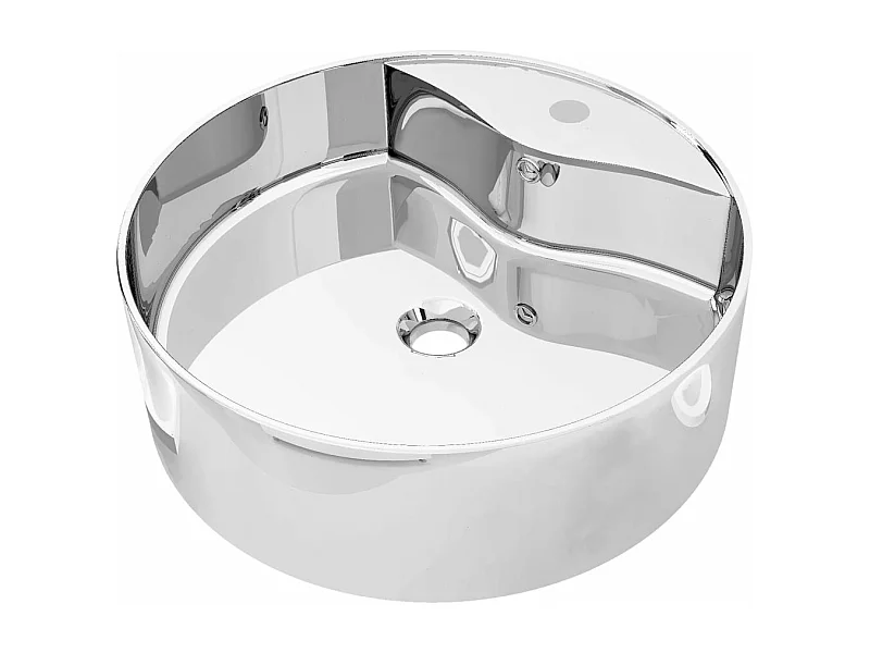 Lavabo con rebosadero diámetro 46,5 cm plata cerámica 02_0002609