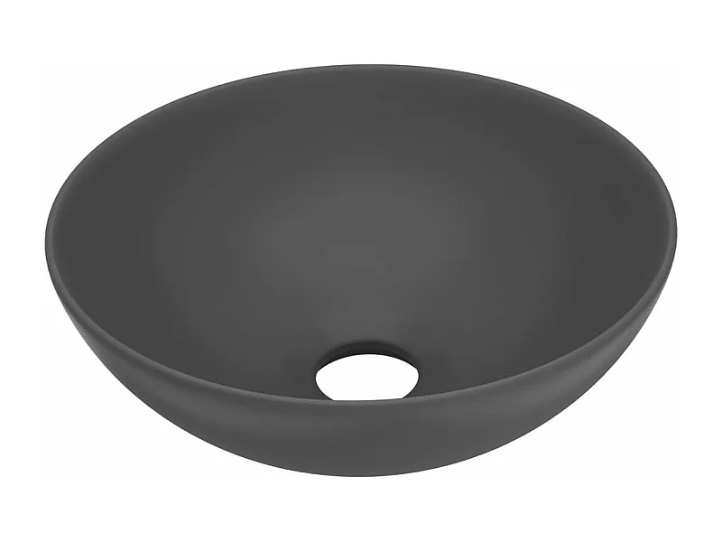 Lavabo de baño redondo lavabo diámetro 28 cm cerámica gris oscuro 02_0002725