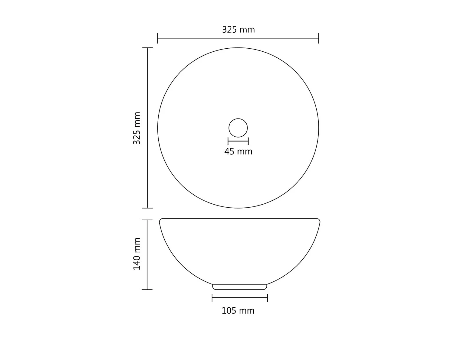 Lavabo redondo de lujo para baño, encimera, lavabo para tocador, sala de cosméticos, diámetro interior 32,5 cm, cerámica blanca mate 02_0002707