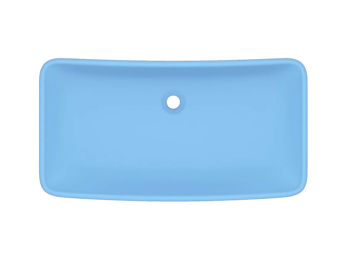 Lavabo rectangular de lujo sobre encimera, lavabo para baño, sala de cosmética, hogar, 71 x 38 cm, cerámica azul claro mate 02_0002698