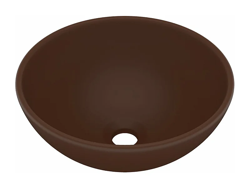 Lavabo redondo de lujo para baño, lavabo sobre encimera, lavabo para tocador, interior para sala de cosmética, 32,5 x 14 cm, cerámica marrón oscuro mate 02_0002715