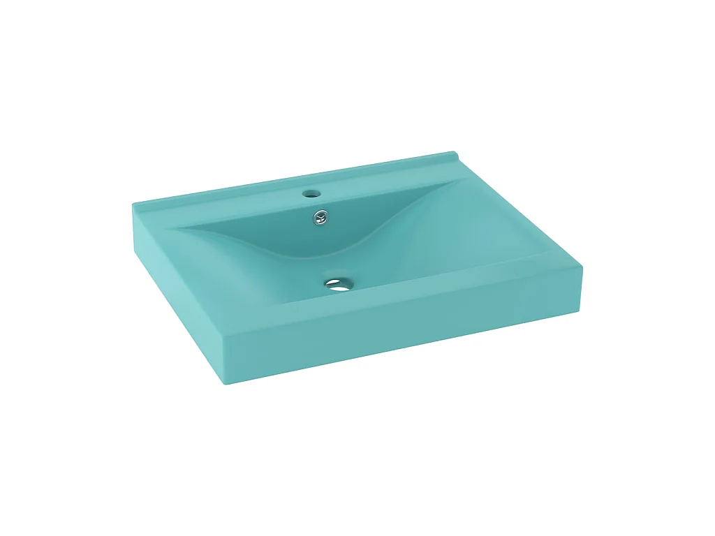 Lavatório com furo para torneira lavatório de bancada sanita lavatório banheiro cozinha interior de casa 60 x 46 cm cerâmica verde mate 02_0002766