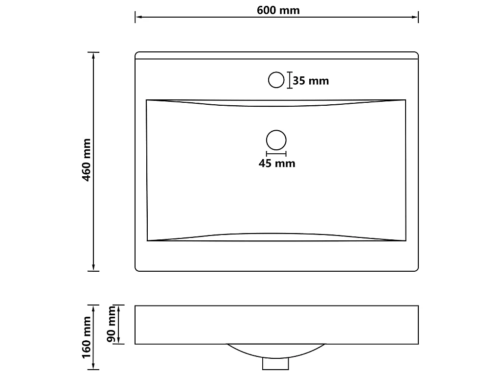 Lavabo avec trou de 60 x 46 x 16 cm 02_0002766
