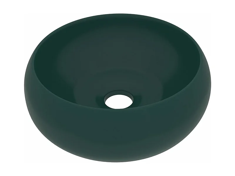 Pia redonda de luxo bancada vaso sanitário lavatório banheiro cozinha vestiário interior de casa 40 x 15 cm cerâmica verde escura fosca 02_0002745