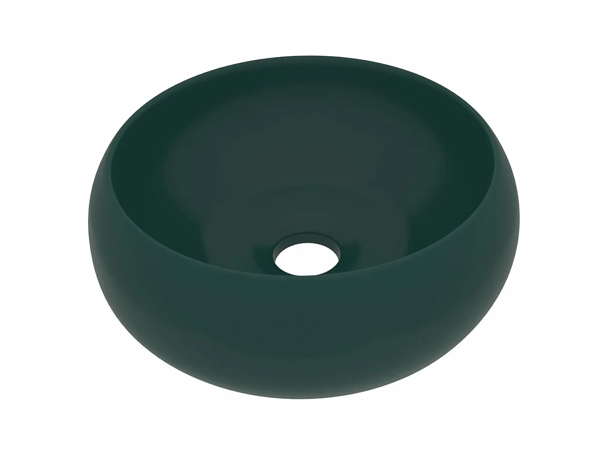 Pia redonda de luxo bancada vaso sanitário lavatório banheiro cozinha vestiário interior de casa 40 x 15 cm cerâmica verde escura fosca 02_0002745