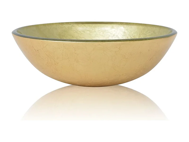 Lavabo de baño vasco diámetro 42 cm cristal templado dorado 02_0002523