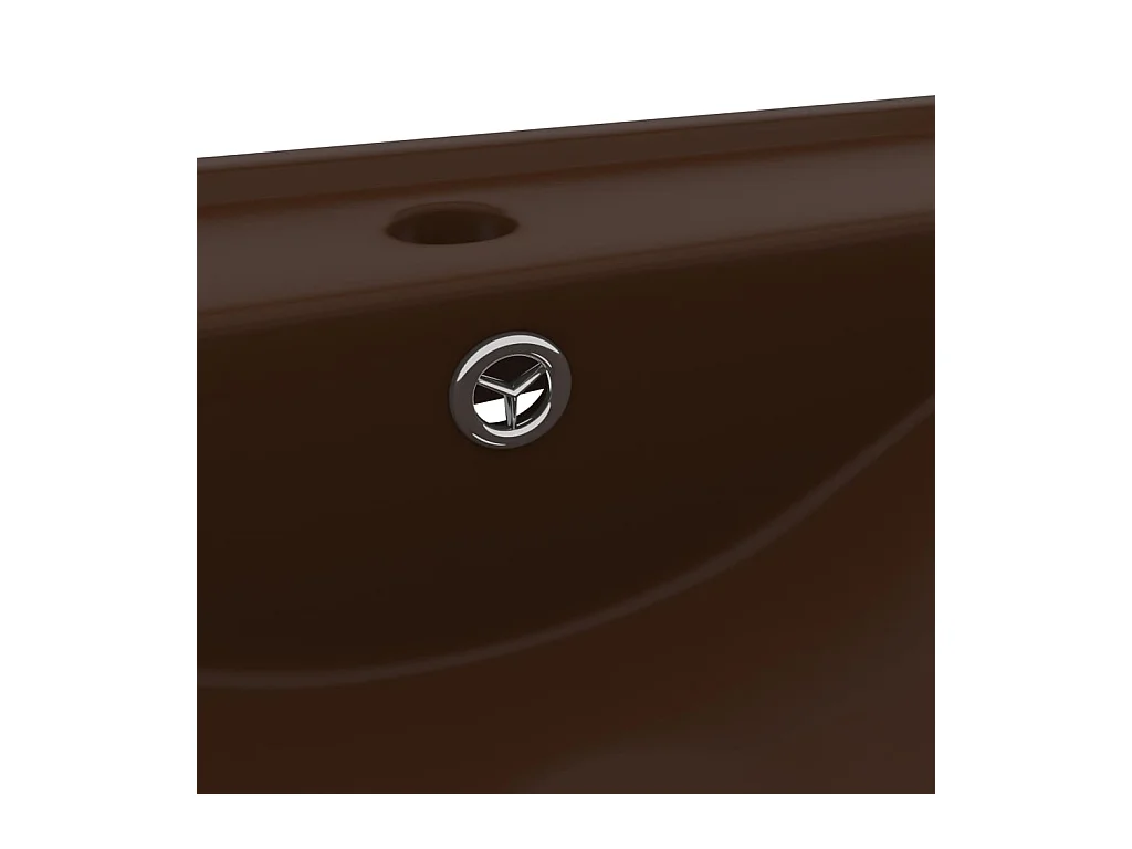 Lavabo con orificio para grifo, lavabo sobre encimera, inodoro, lavabo, cuarto de baño, cosmética, 60 x 46 cm, cerámica marrón oscuro mate 02_0002770