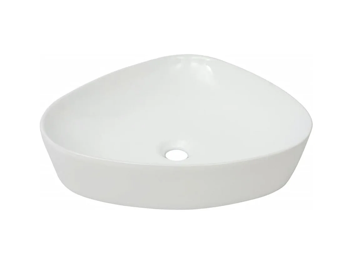 Evier triangulaire céramique lavabo blanche 50.5 x 41 x 12 cm 02_0002532