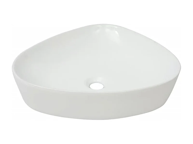Evier triangulaire céramique lavabo blanche 50.5 x 41 x 12 cm 02_0002532