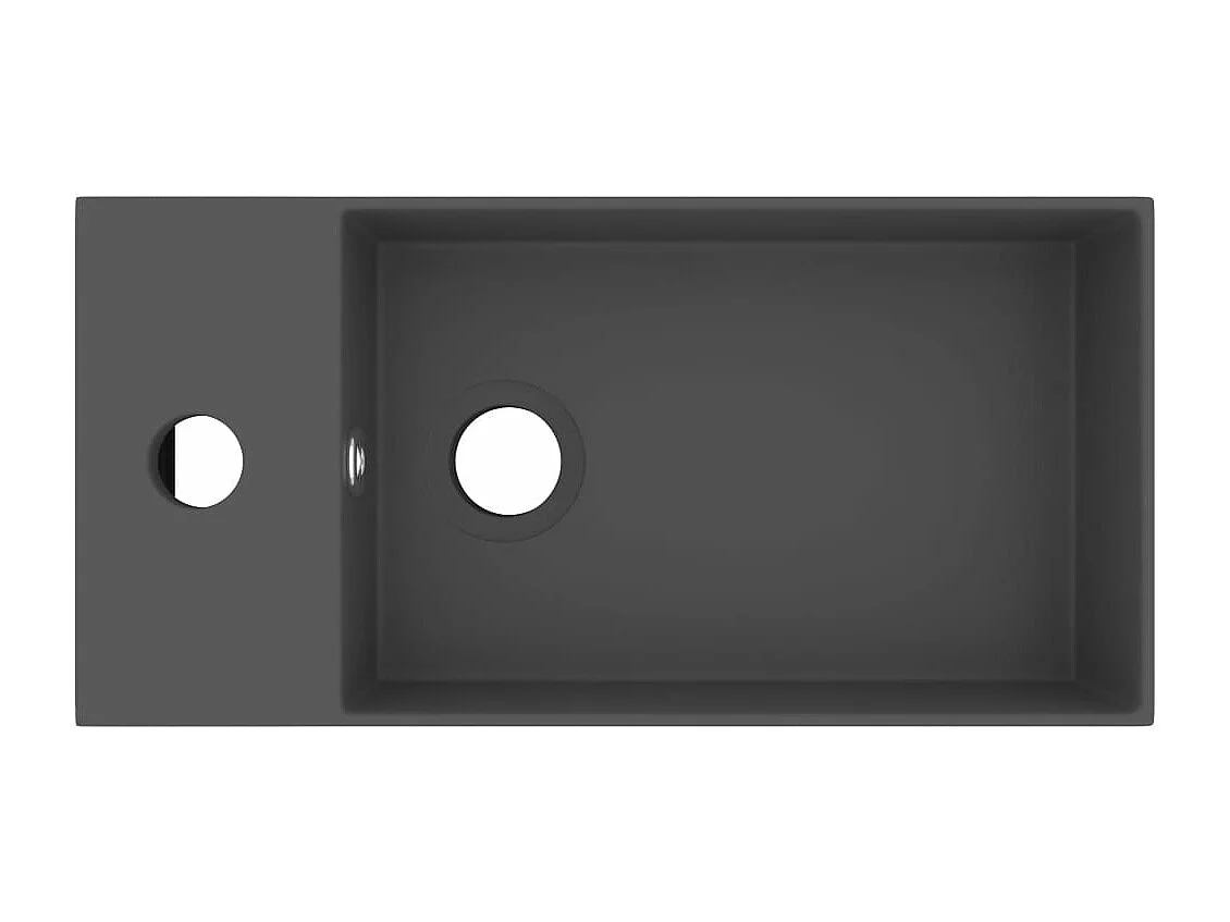 Lavabo bagno con troppo pieno rettangolare 48 x 25 cm ceramica grigio scuro 02_0002736