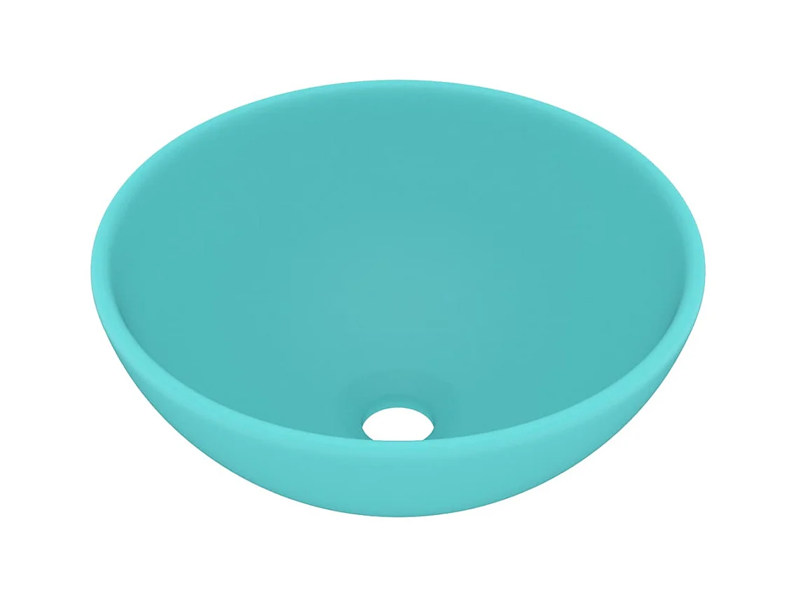 Lavabo redondo de lujo para baño, encimera, lavabo para inodoro, lavabo para cosmética, interior, verde claro mate, 32,5 x 14 cm, cerámica 02_0002711