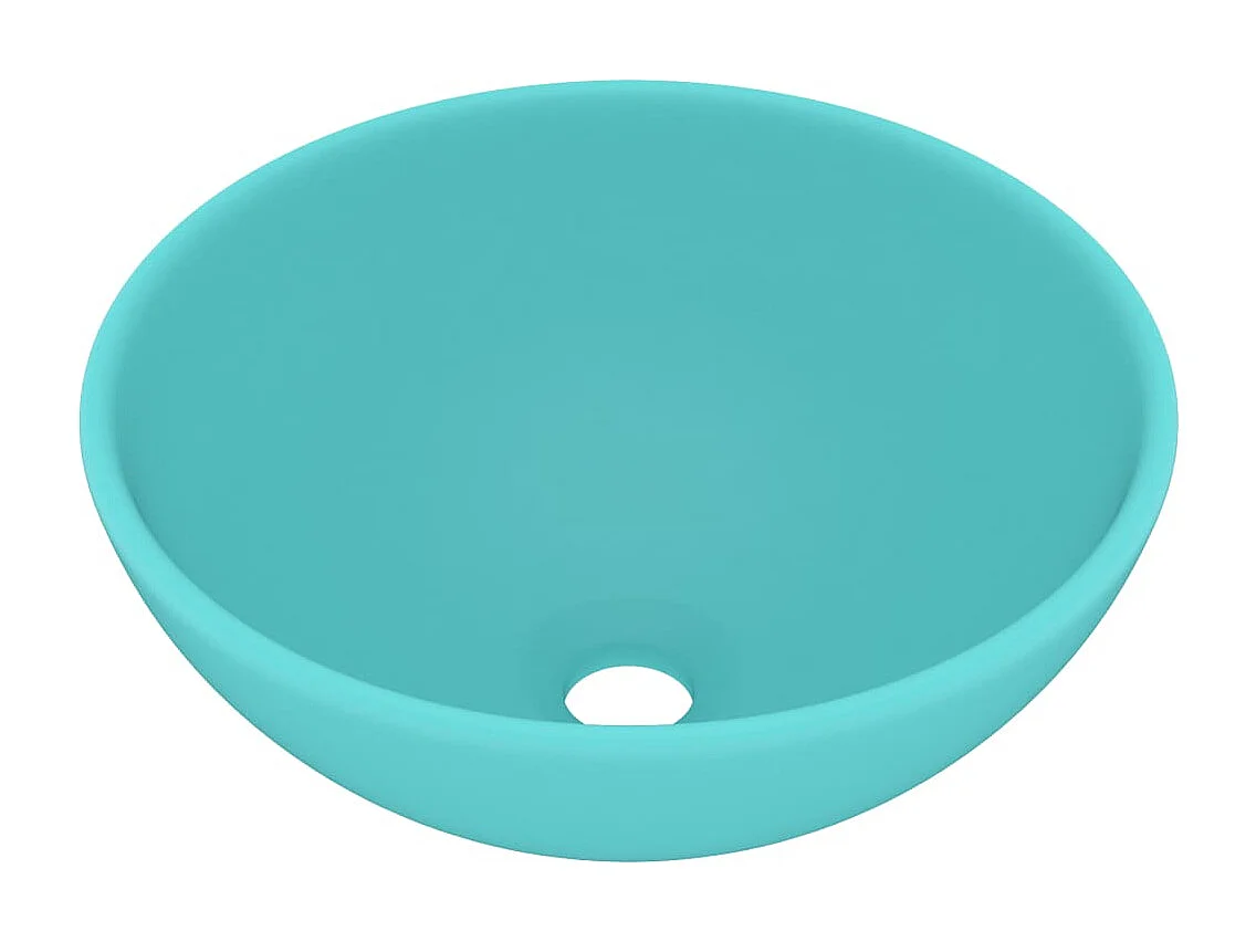 Lavabo redondo de lujo para baño, encimera, lavabo para inodoro, lavabo para cosmética, interior, verde claro mate, 32,5 x 14 cm, cerámica 02_0002711