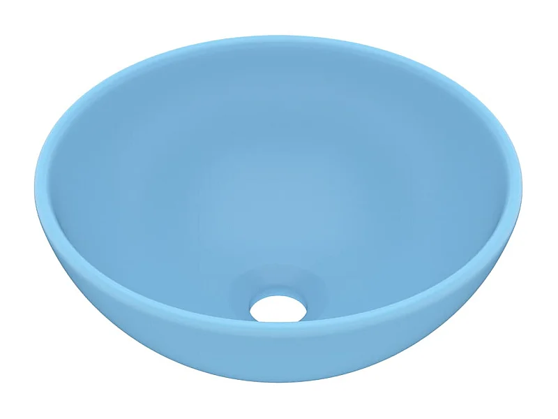 Lavandino da bagno rotondo di lusso da appoggio WC lavabo interno stanza cosmetica 32,5 x 14 cm ceramica azzurra opaca 02_0002709